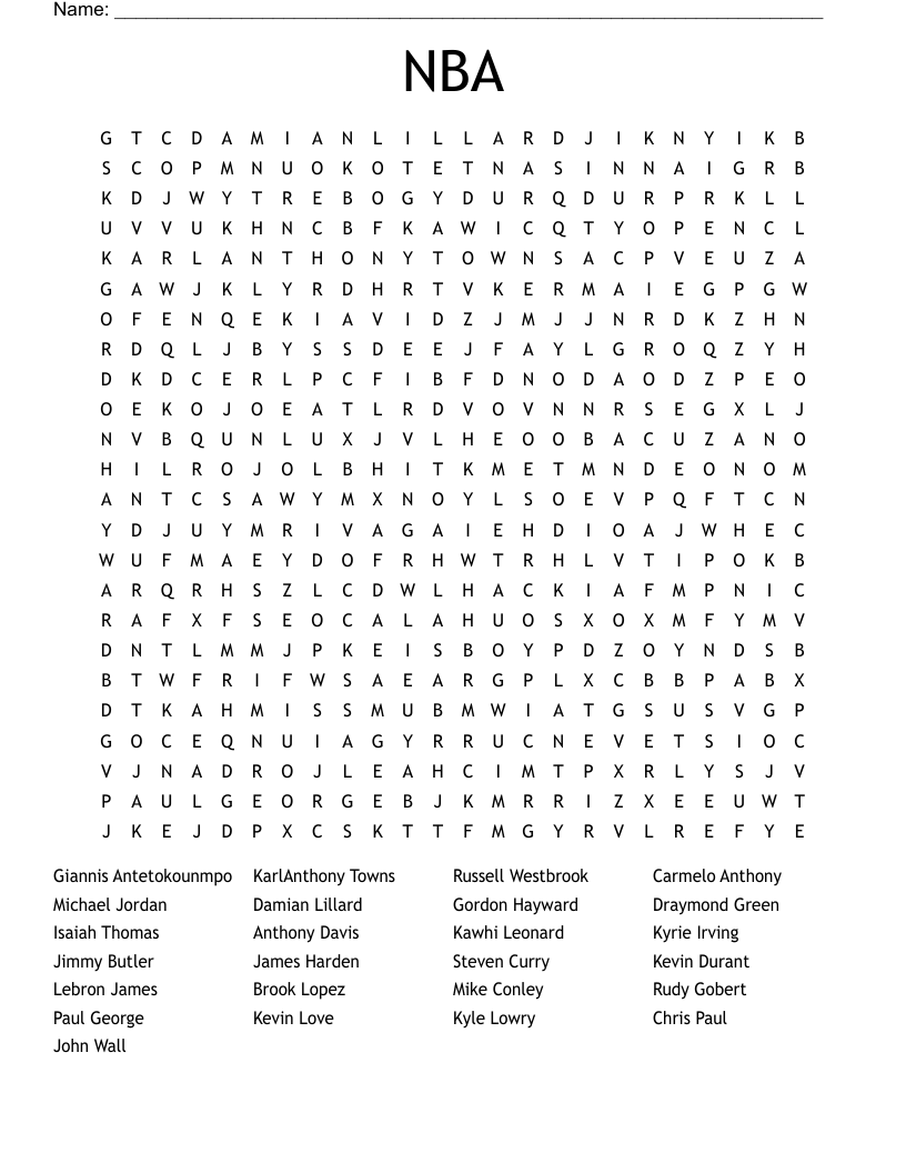 NBA Word Search
