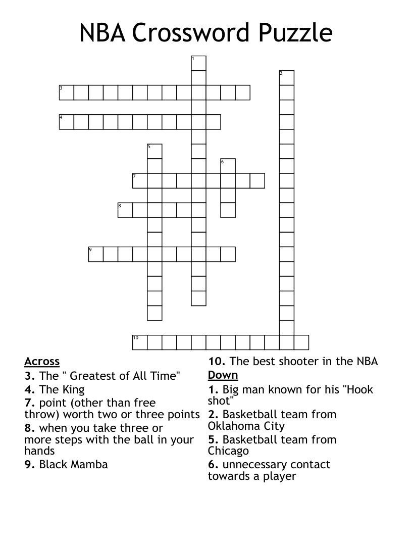 NBA Crossword Puzzle