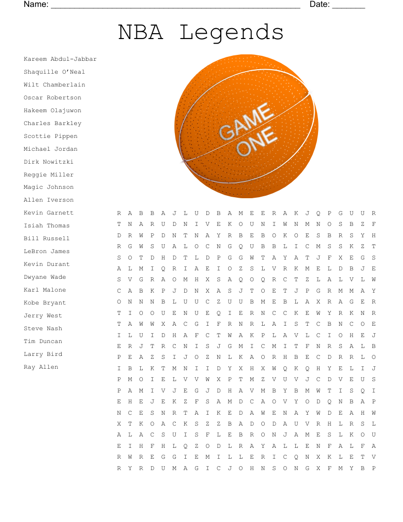 NBA Legends Word Search