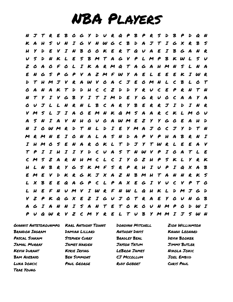 NBA Players Word Search