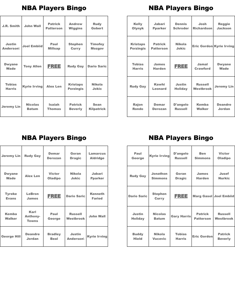 NBA Players Bingo