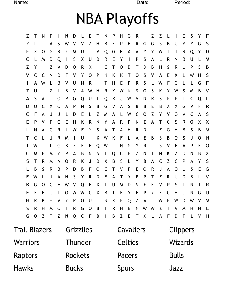 NBA Playoffs Word Search