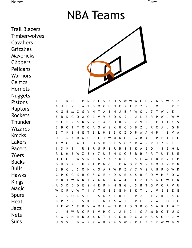 NBA Teams Word Search