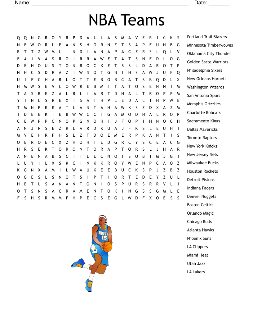 NBA Teams Word Search