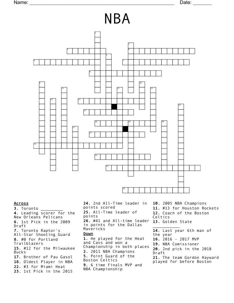 NBA  Crossword