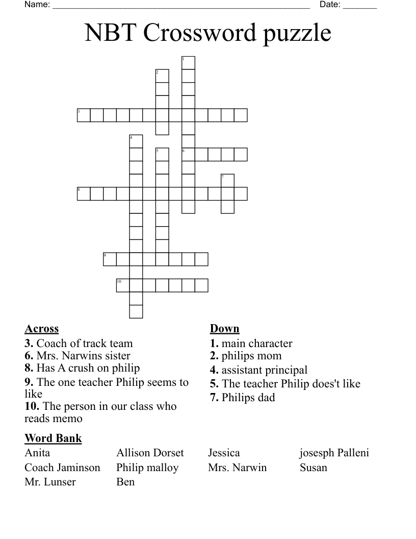 NBT Crossword puzzle
