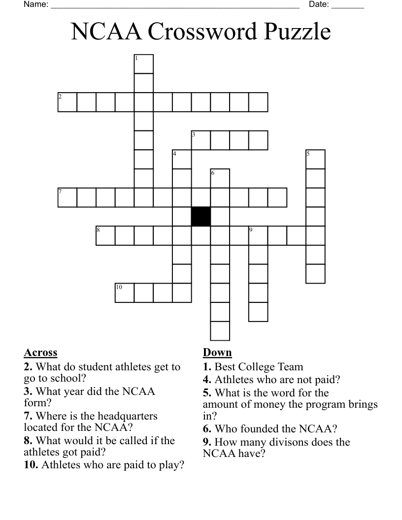 NCAA Crossword Puzzle