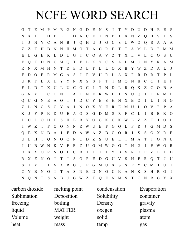 NCFE WORD SEARCH