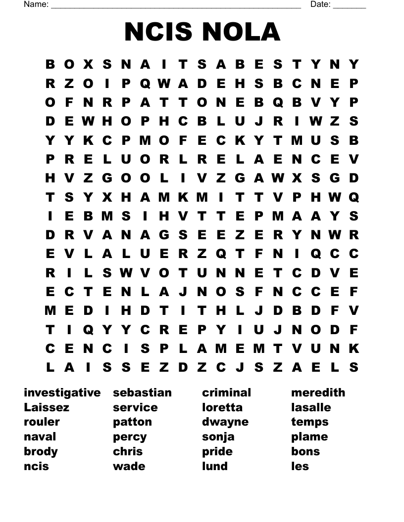 NCIS NOLA Word Search