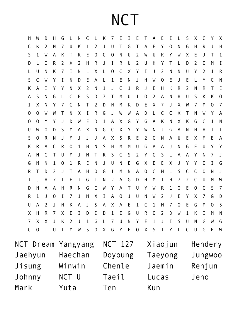 NCT Word Search