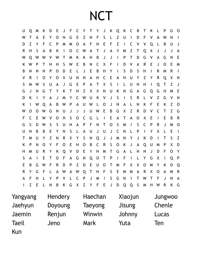 NCT Word Search