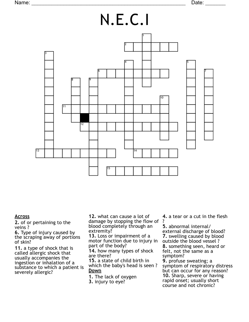 N.E.C.I Crossword