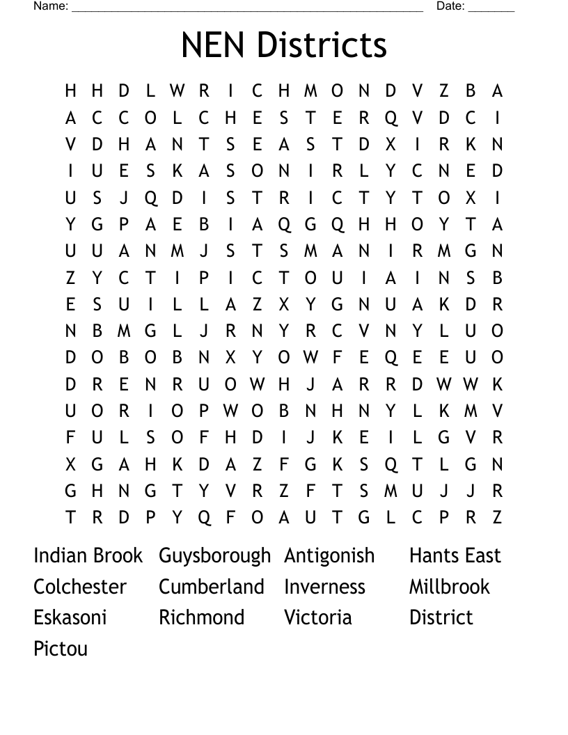 NEN Districts Word Search