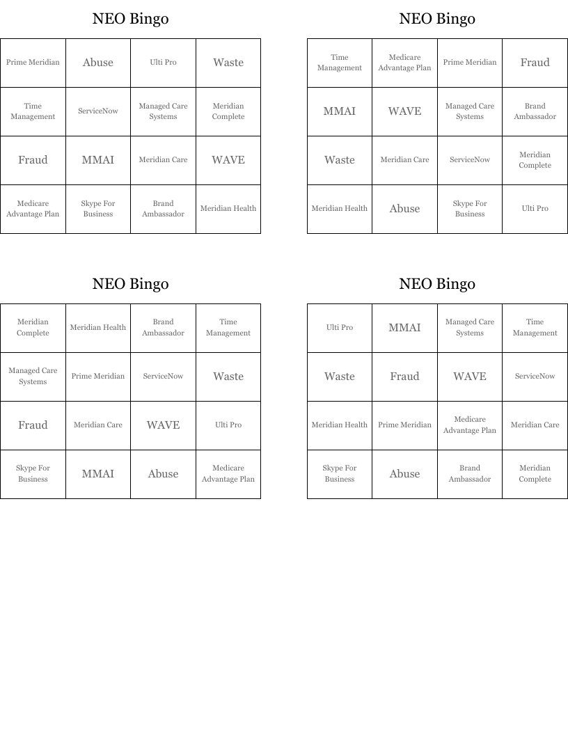 NEO Bingo