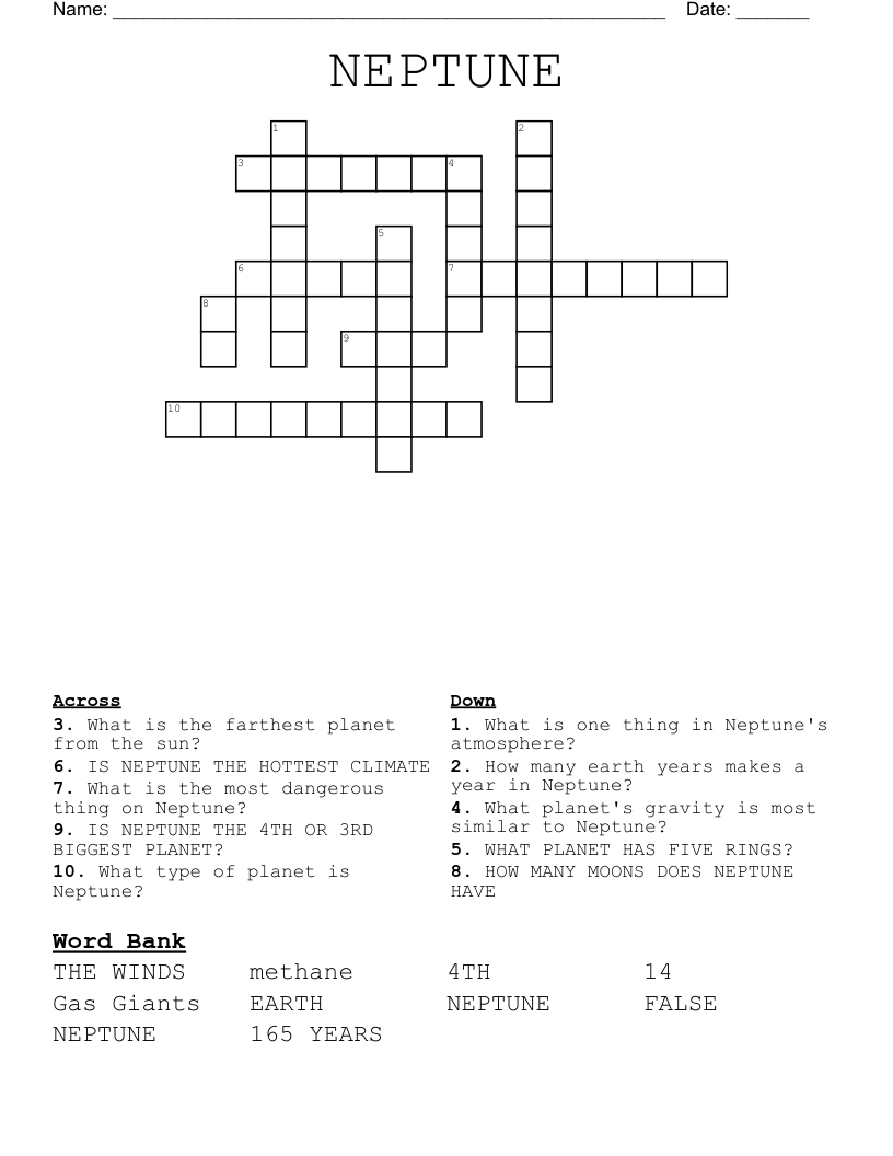 NEPTUNE Crossword