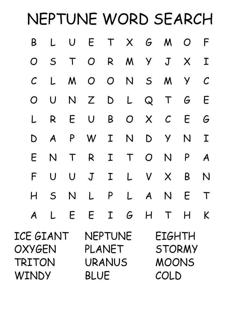 NEPTUNE  WORD SEARCH