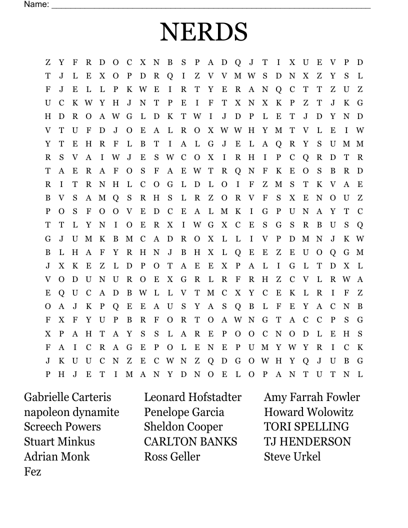 NERDS Word Search