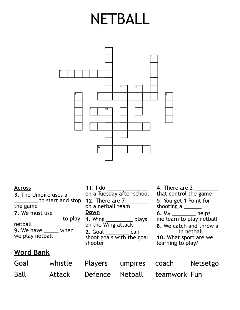 NETBALL Crossword