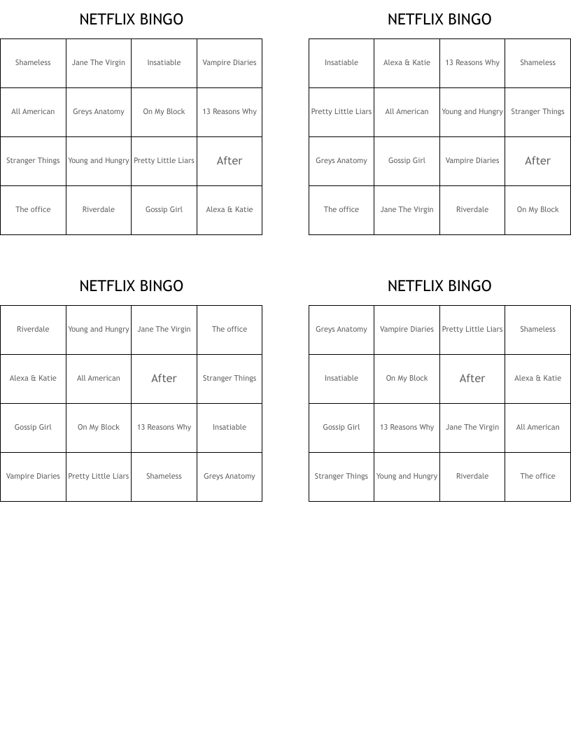 NETFLIX BINGO