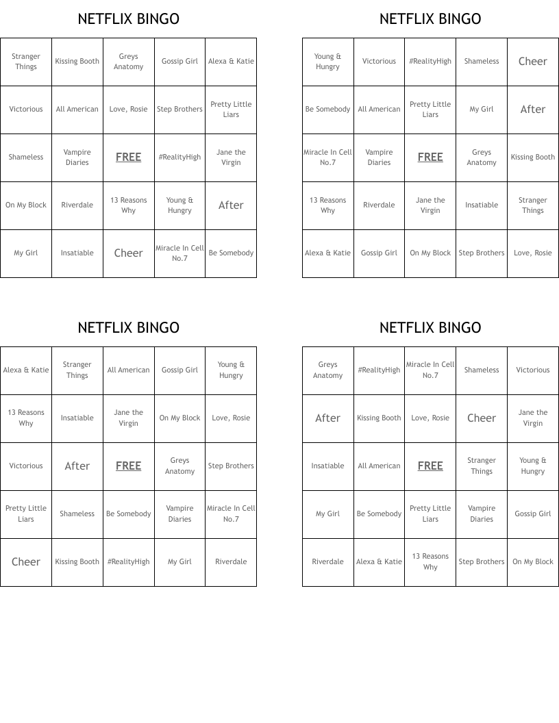 NETFLIX BINGO
