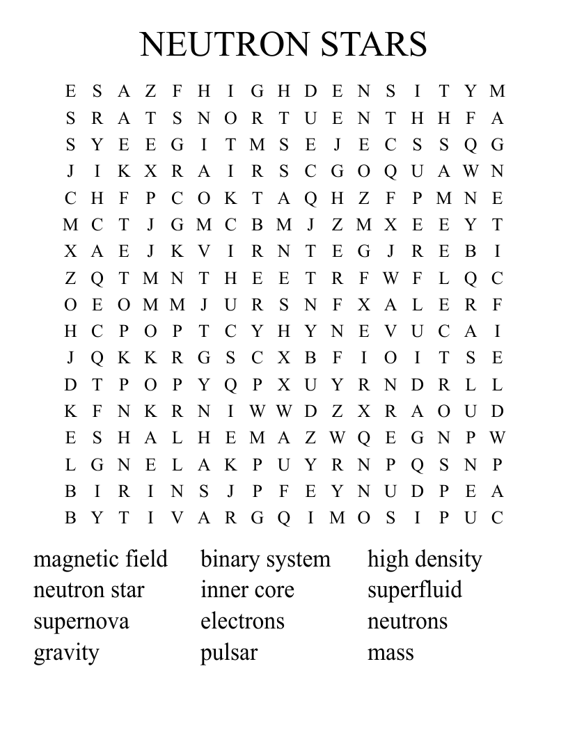 NEUTRON STARS Word Search