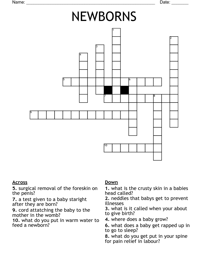NEWBORNS Crossword