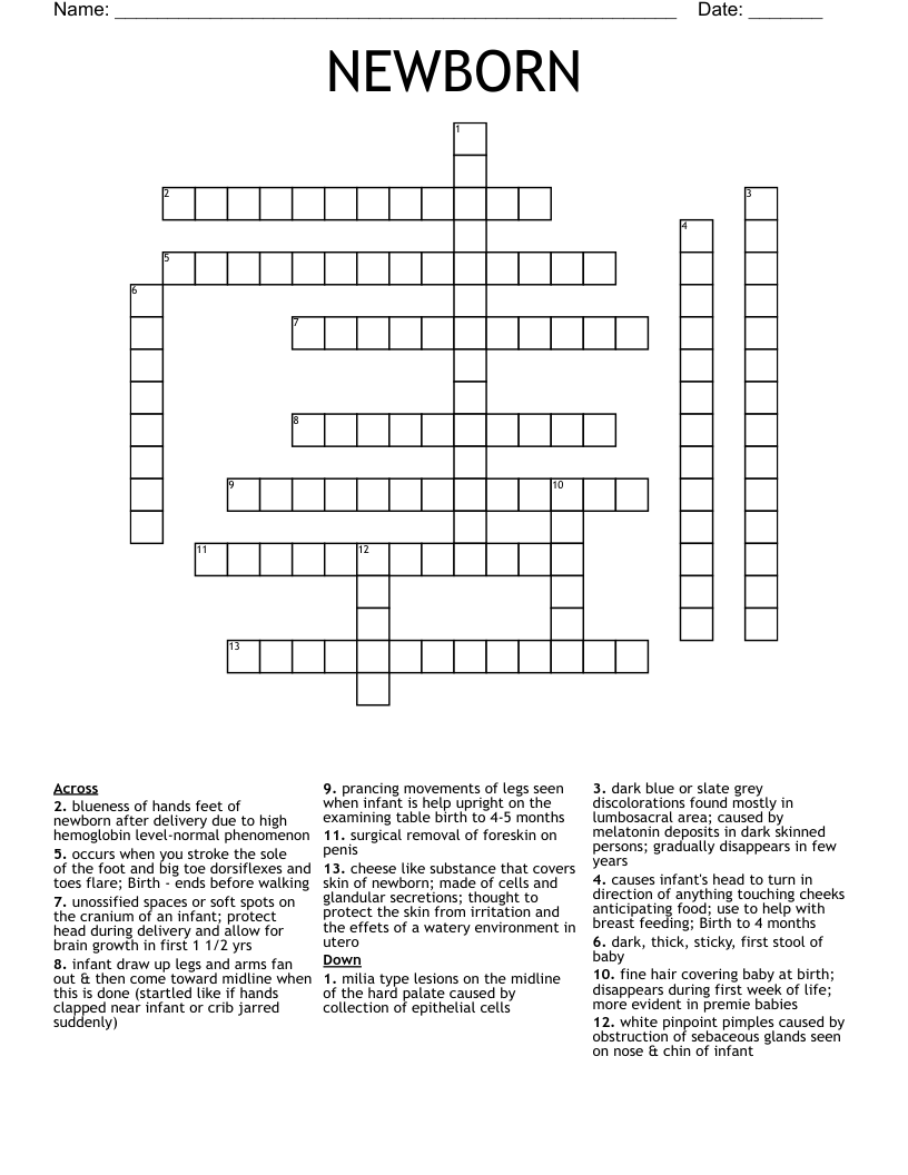 NEWBORN Crossword