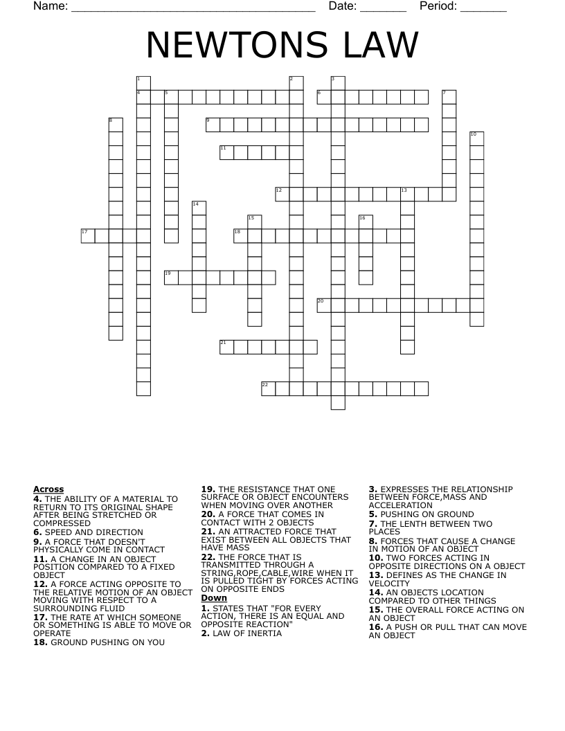 NEWTONS LAW Crossword