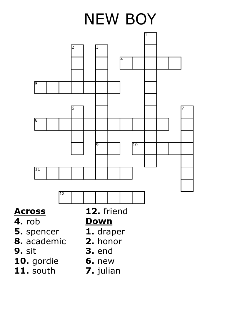 NEW BOY Crossword