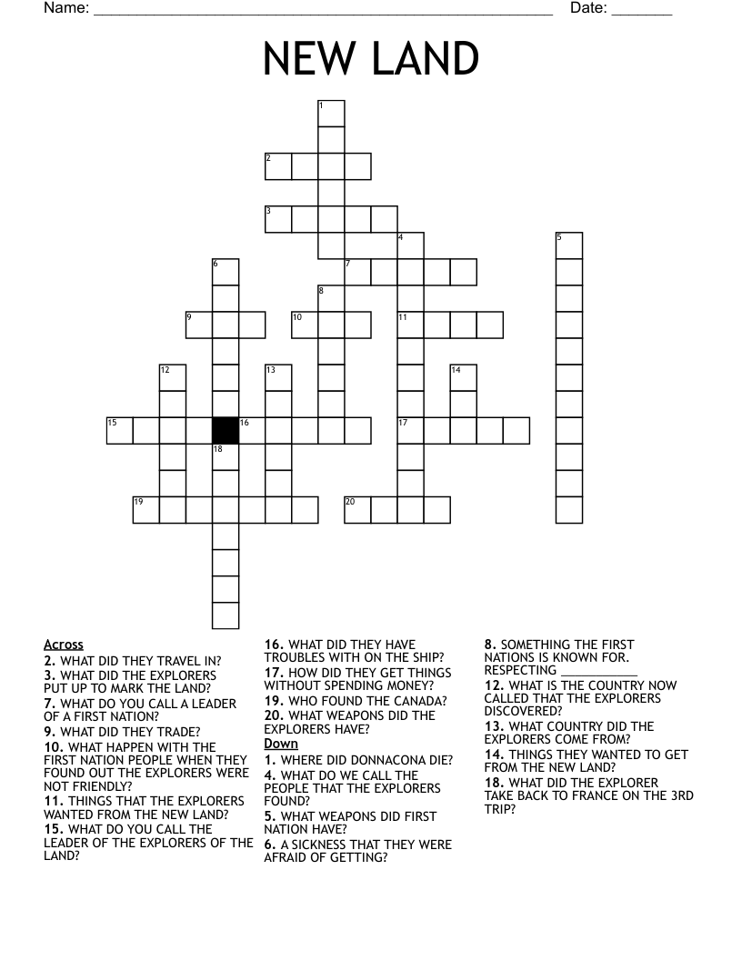 NEW LAND Crossword