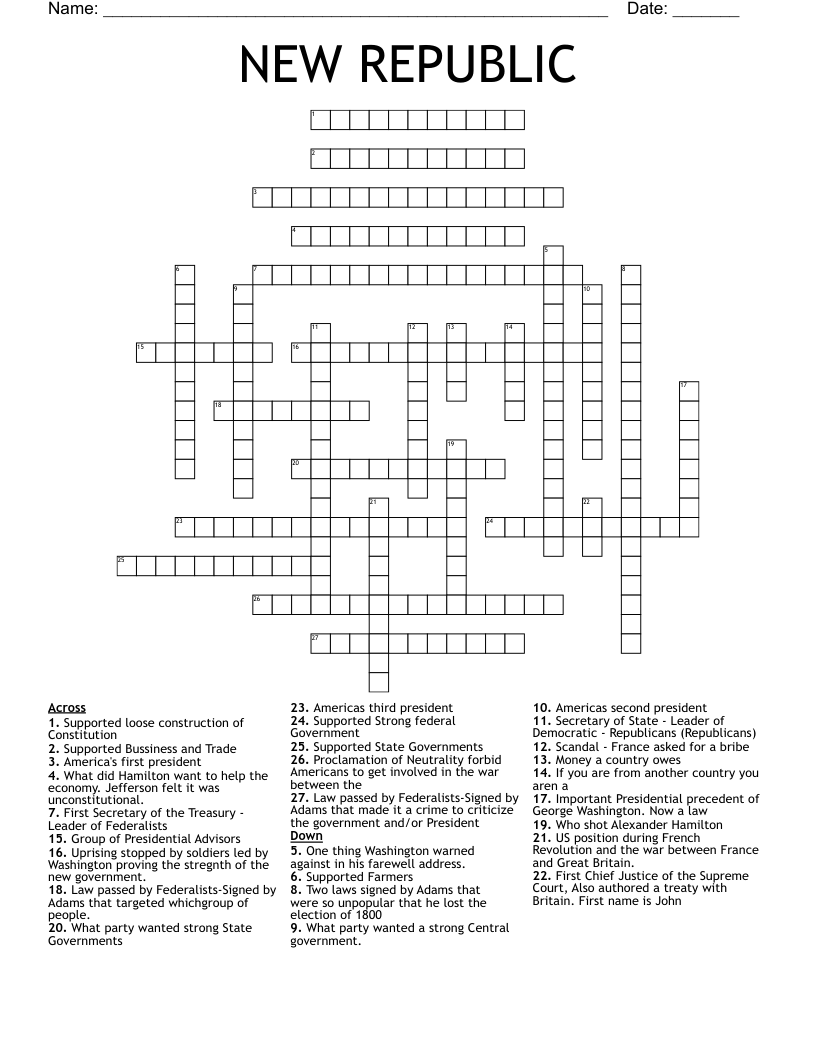 NEW REPUBLIC Crossword