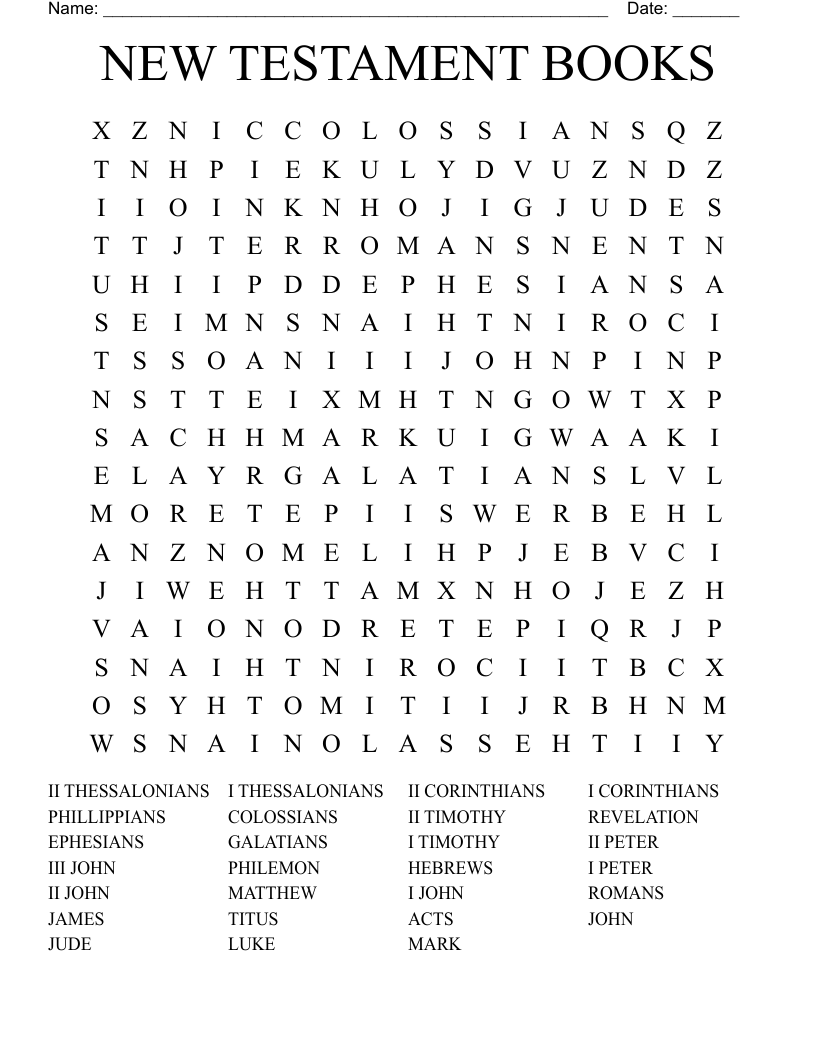 NEW TESTAMENT BOOKS Word Search