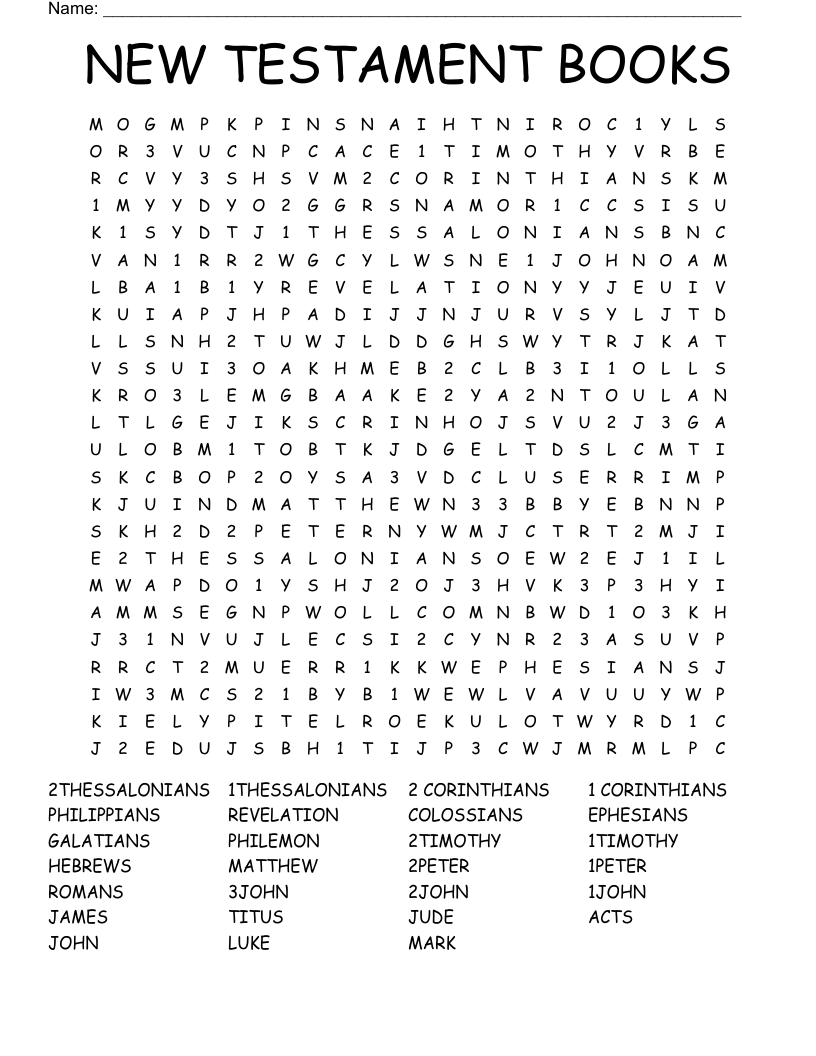 NEW TESTAMENT BOOKS Word Search