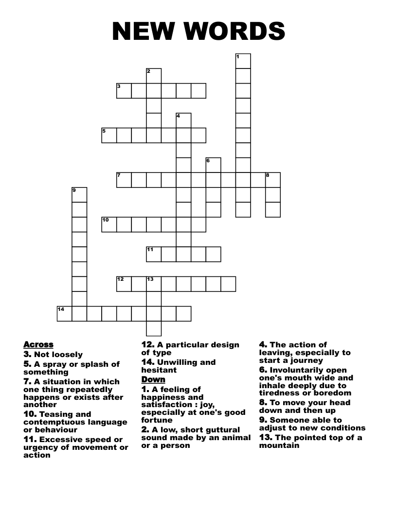 NEW WORDS Crossword