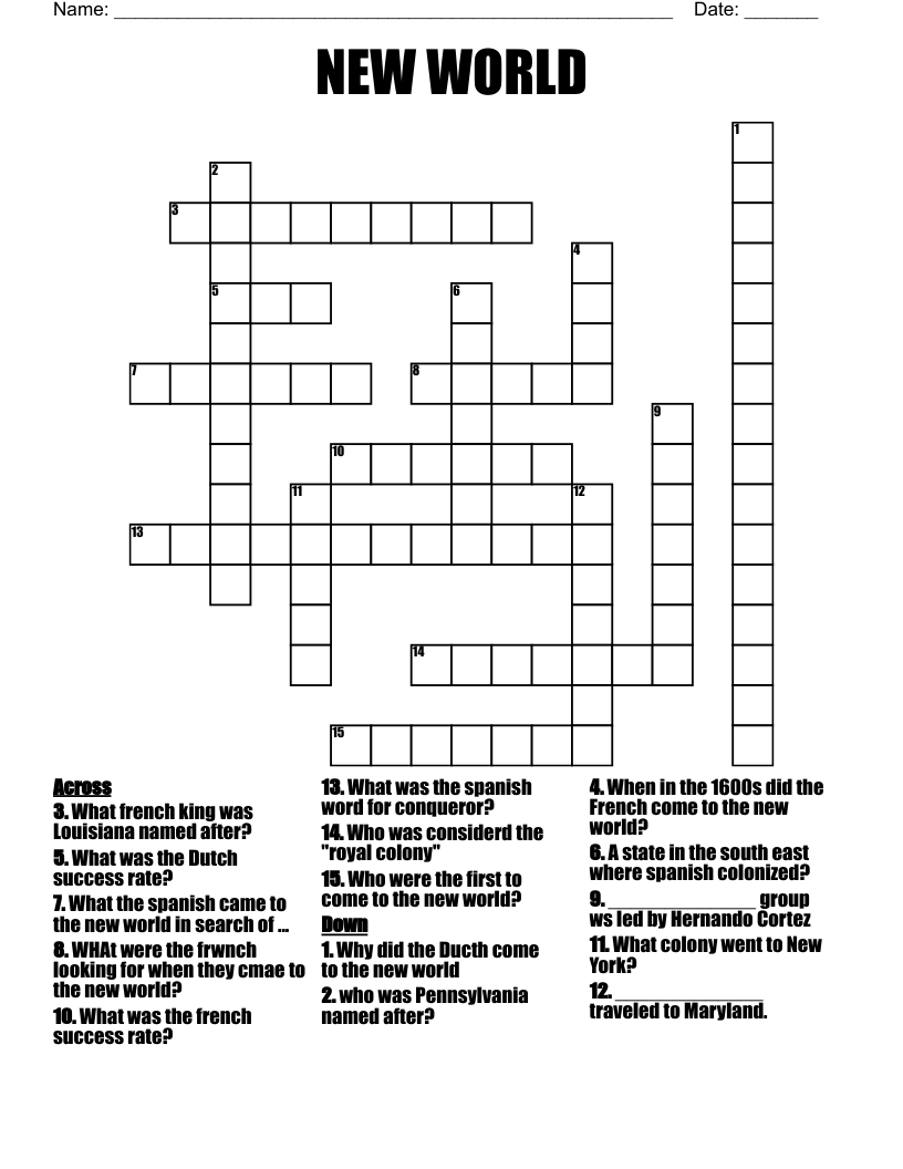 NEW WORLD Crossword