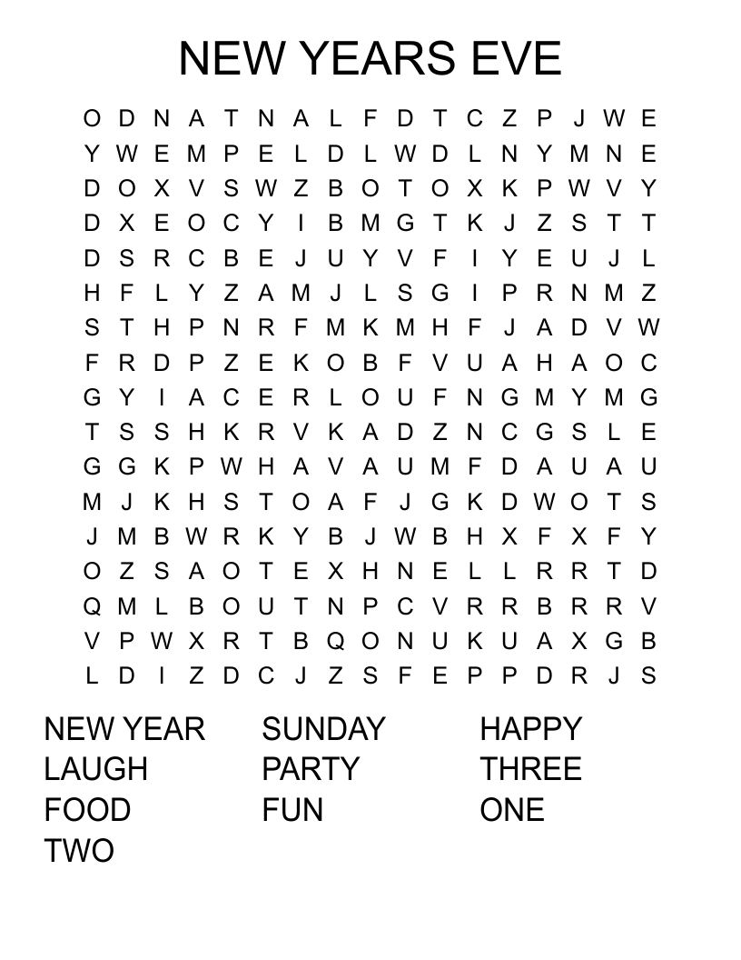 NEW YEARS EVE Word Search