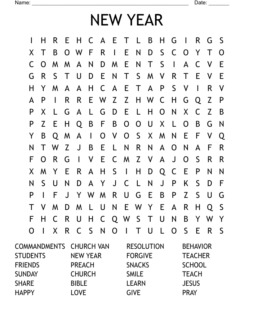 NEW YEAR Word Search