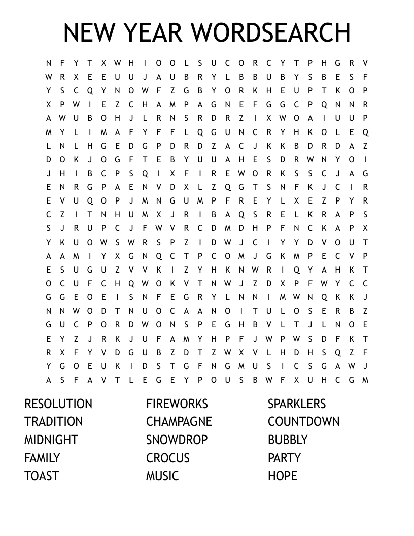 NEW YEAR WORDSEARCH