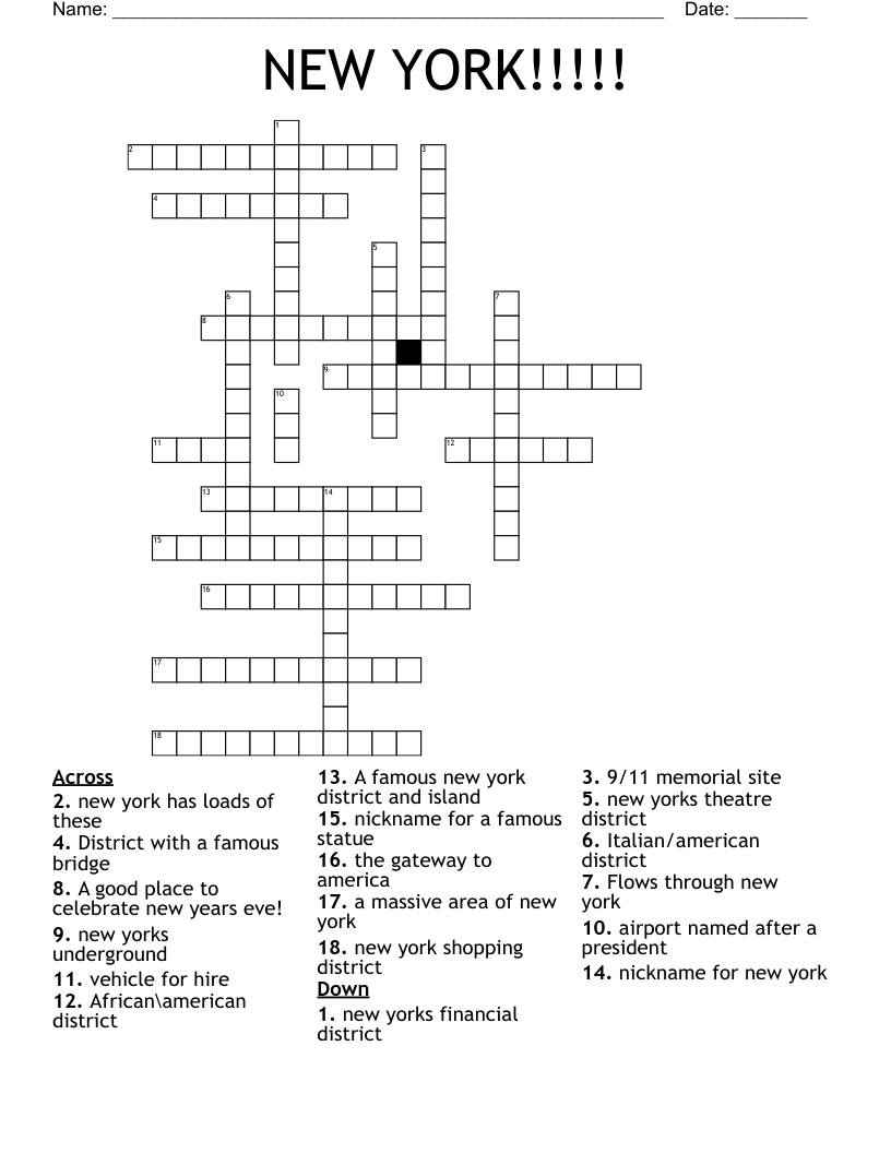 NEW  YORK!!!!! Crossword