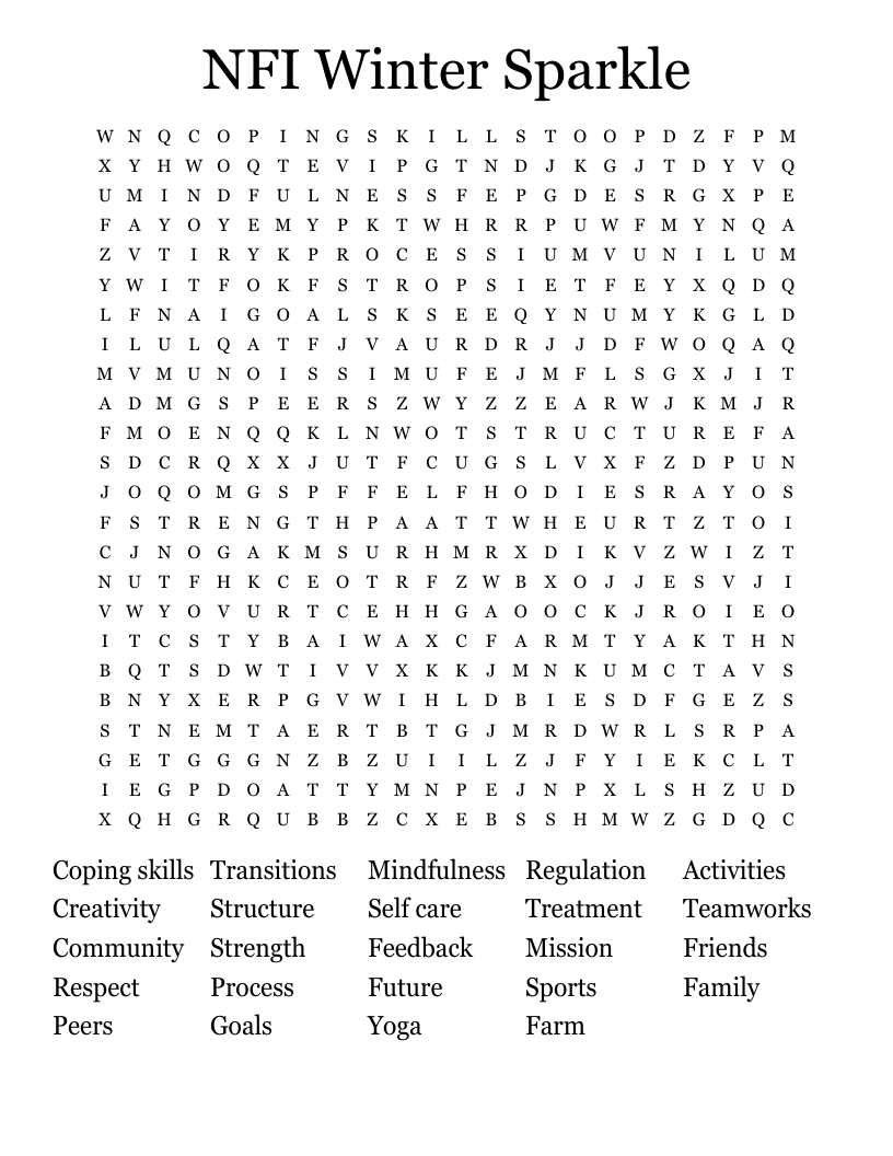 NFI Winter Sparkle   Word Search