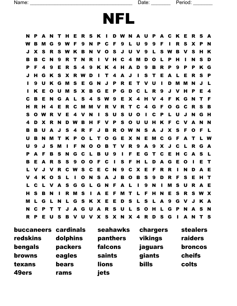 NFL Word Search