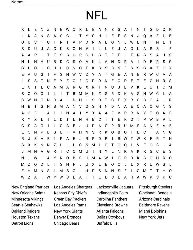 NFL Word Search