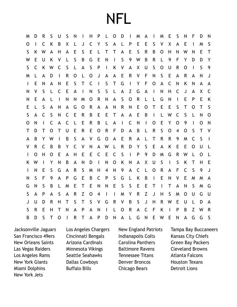 NFL Word Search