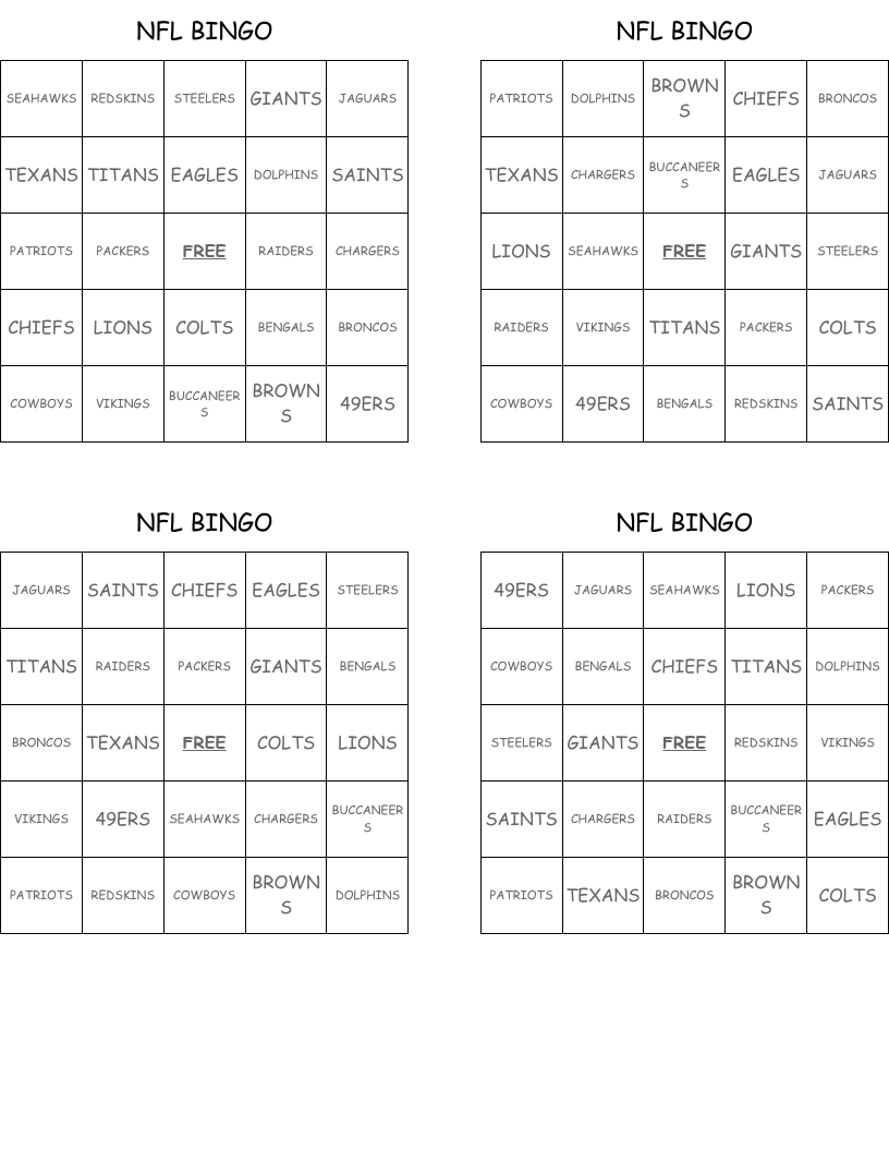 NFL BINGO
