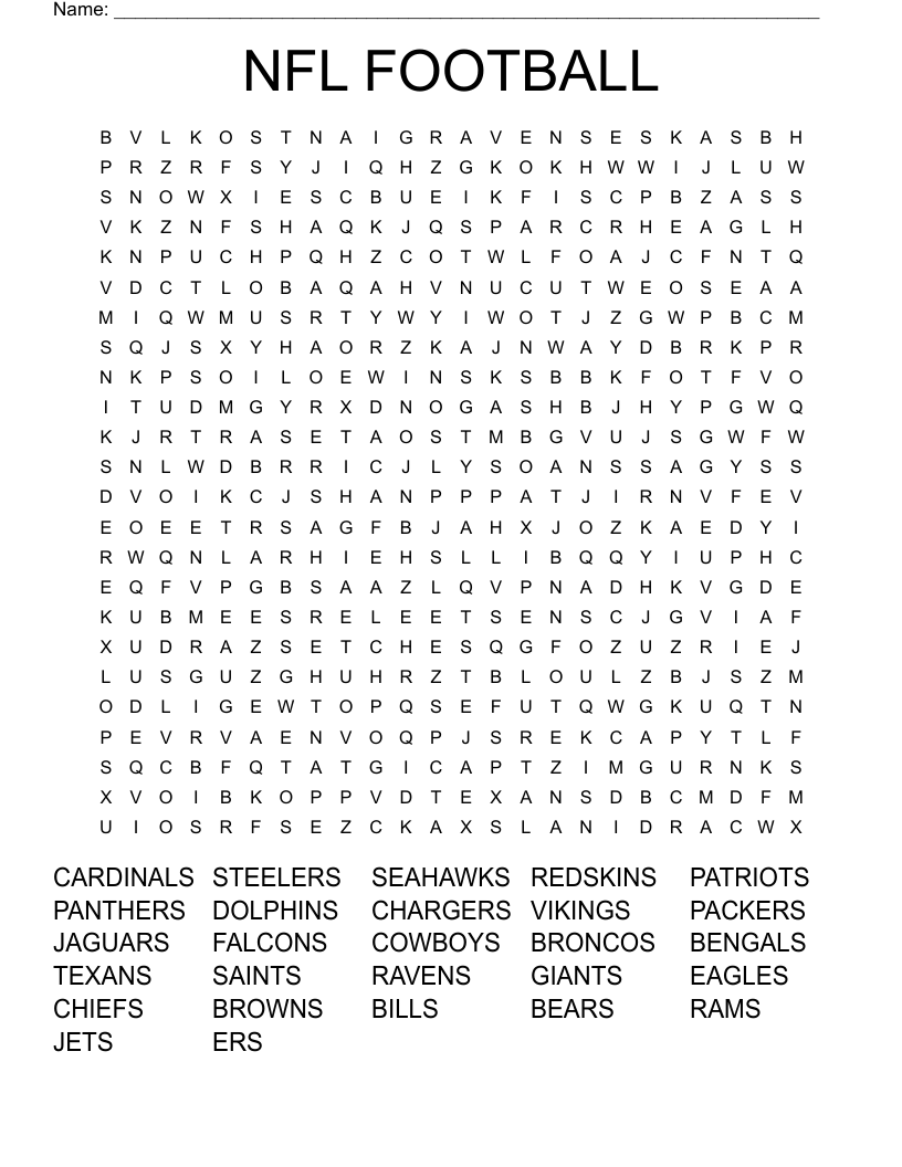 NFL FOOTBALL Word Search