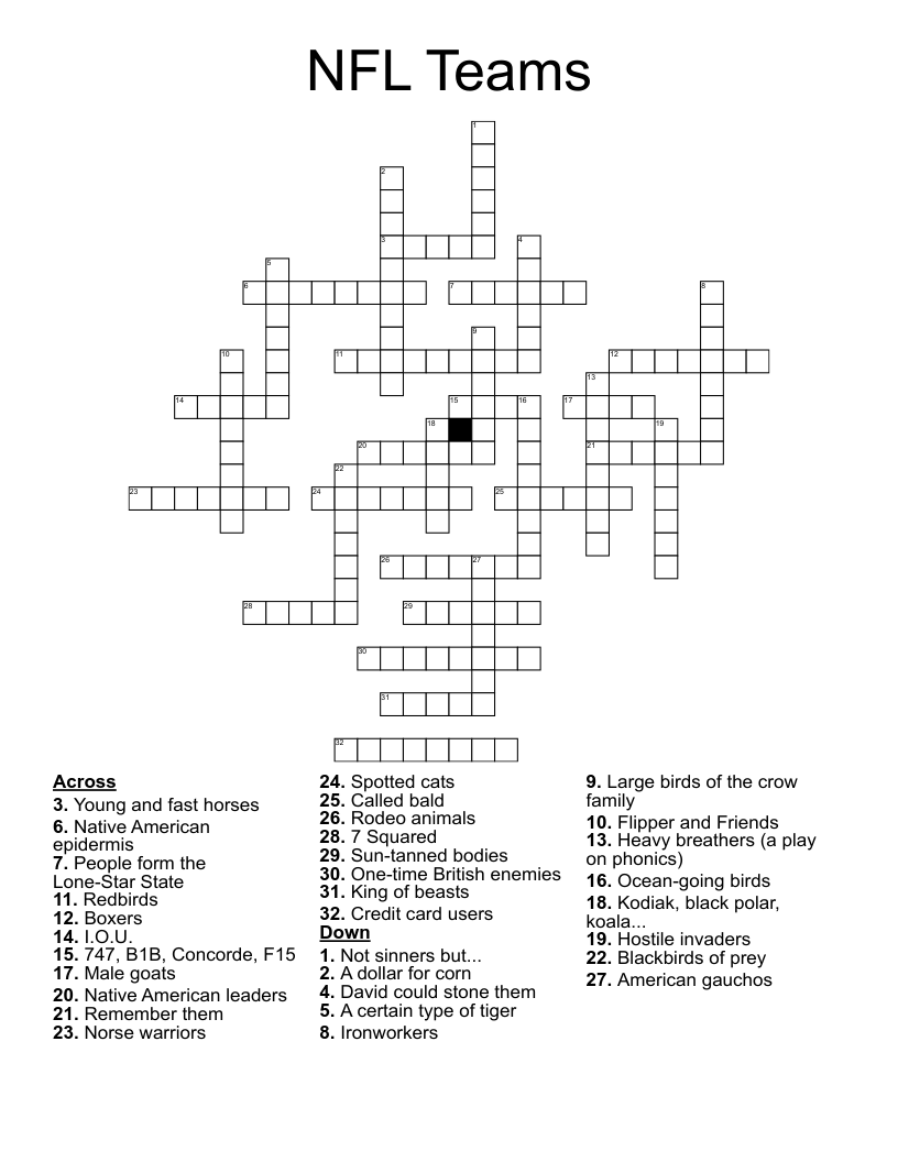 NFL Teams Crossword