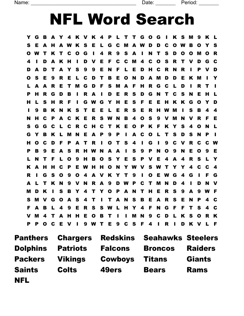NFL Word Search