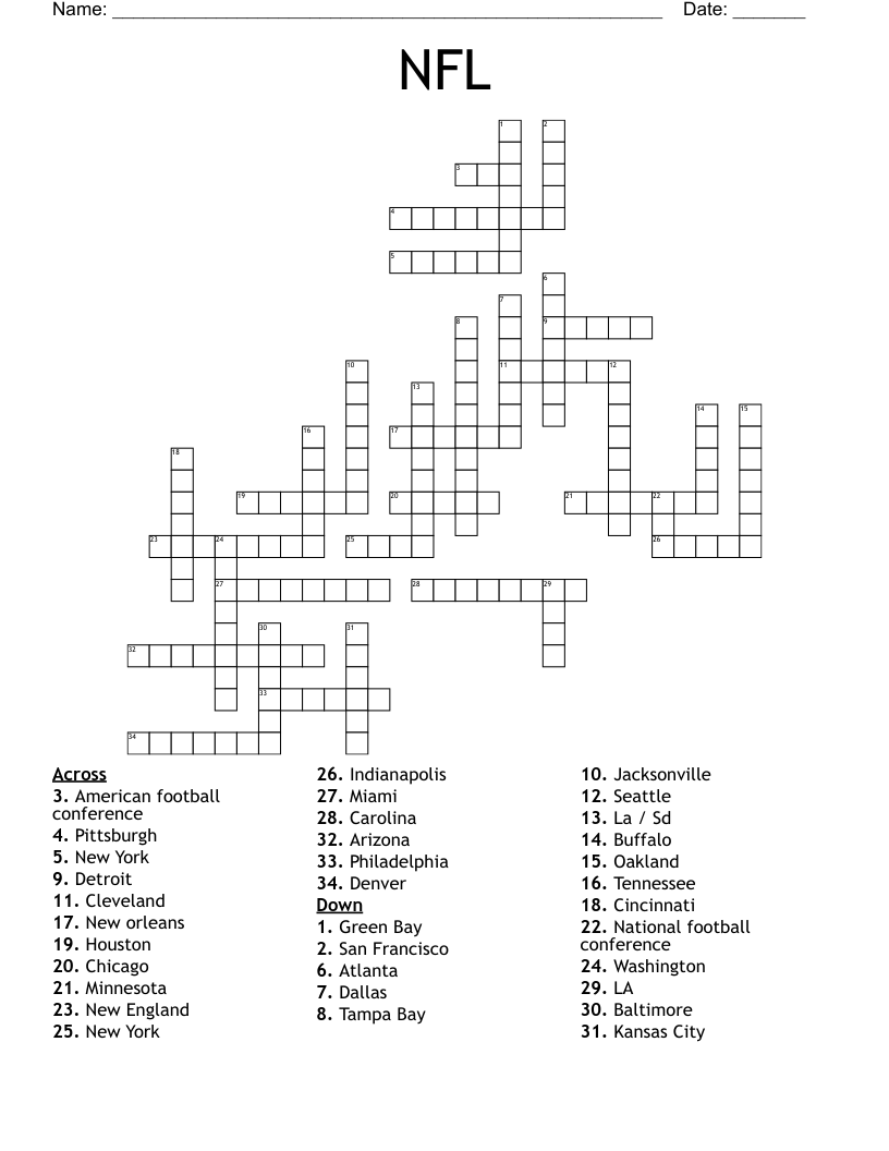 NFL  Crossword
