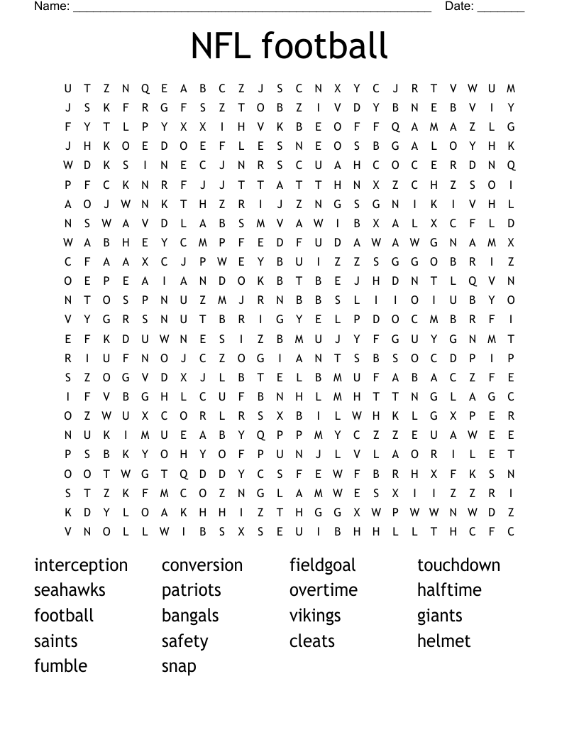 NFL football Word Search