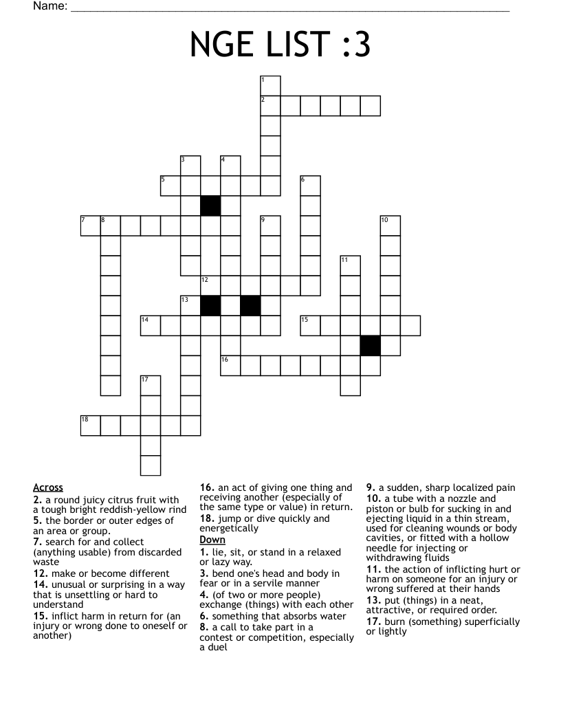 NGE LIST :3 Crossword